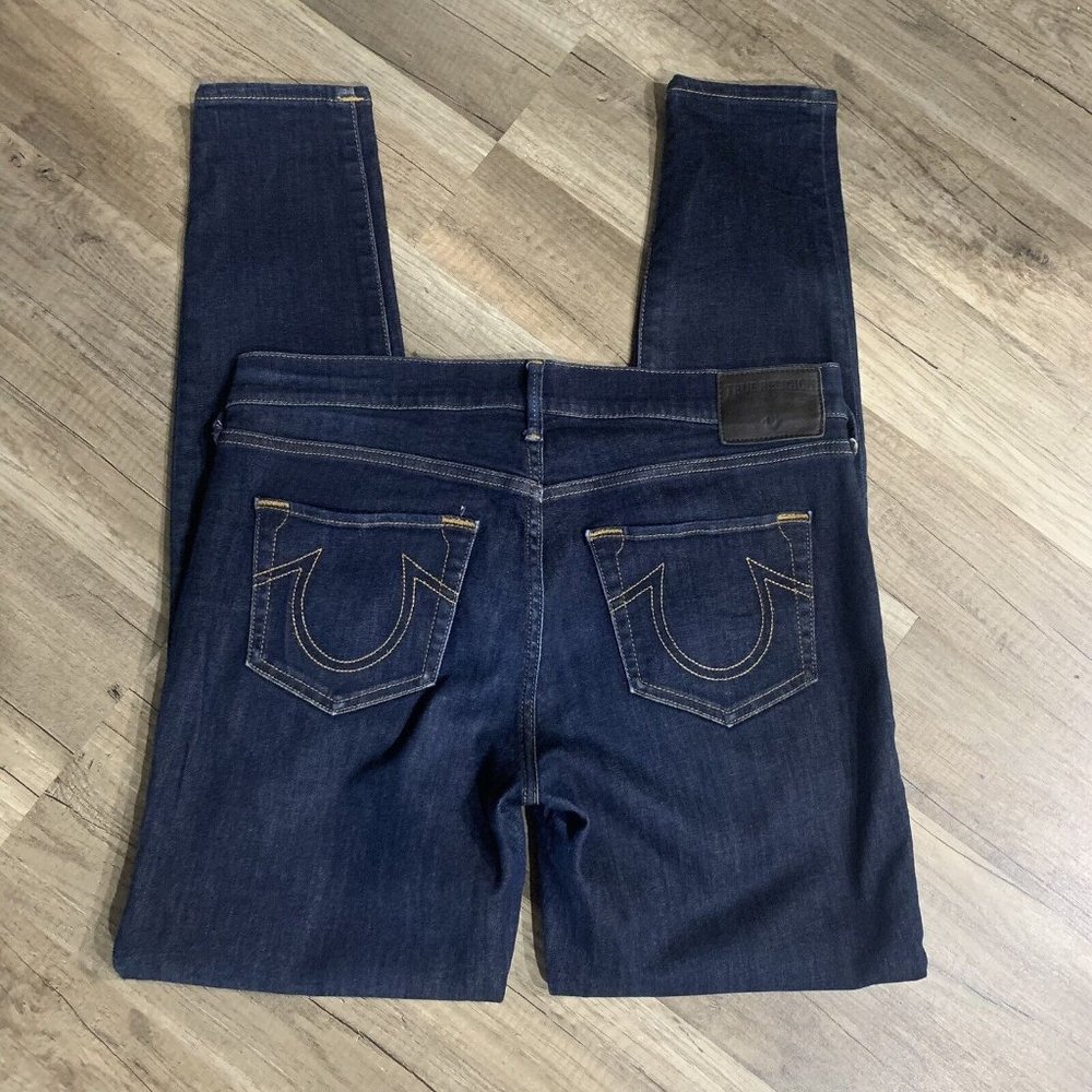 True Religion Halle Mid Rise Super Skinny Women 5 Pocket Denim Jeans Size 28